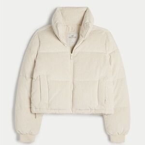Hollister Women's Cropped Cream Puffer Coat